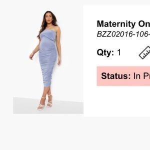 Boohoo ✨ NWT Blue Maternity Ruched one shoulder midi dress